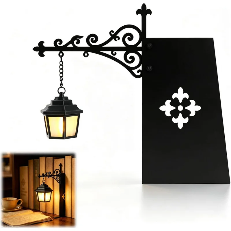 Library Lantern Mini Bookshelf Lamp Vintage Hanging Book Shelf Light Bedside Atmosphere Night Light Home Decor Gift