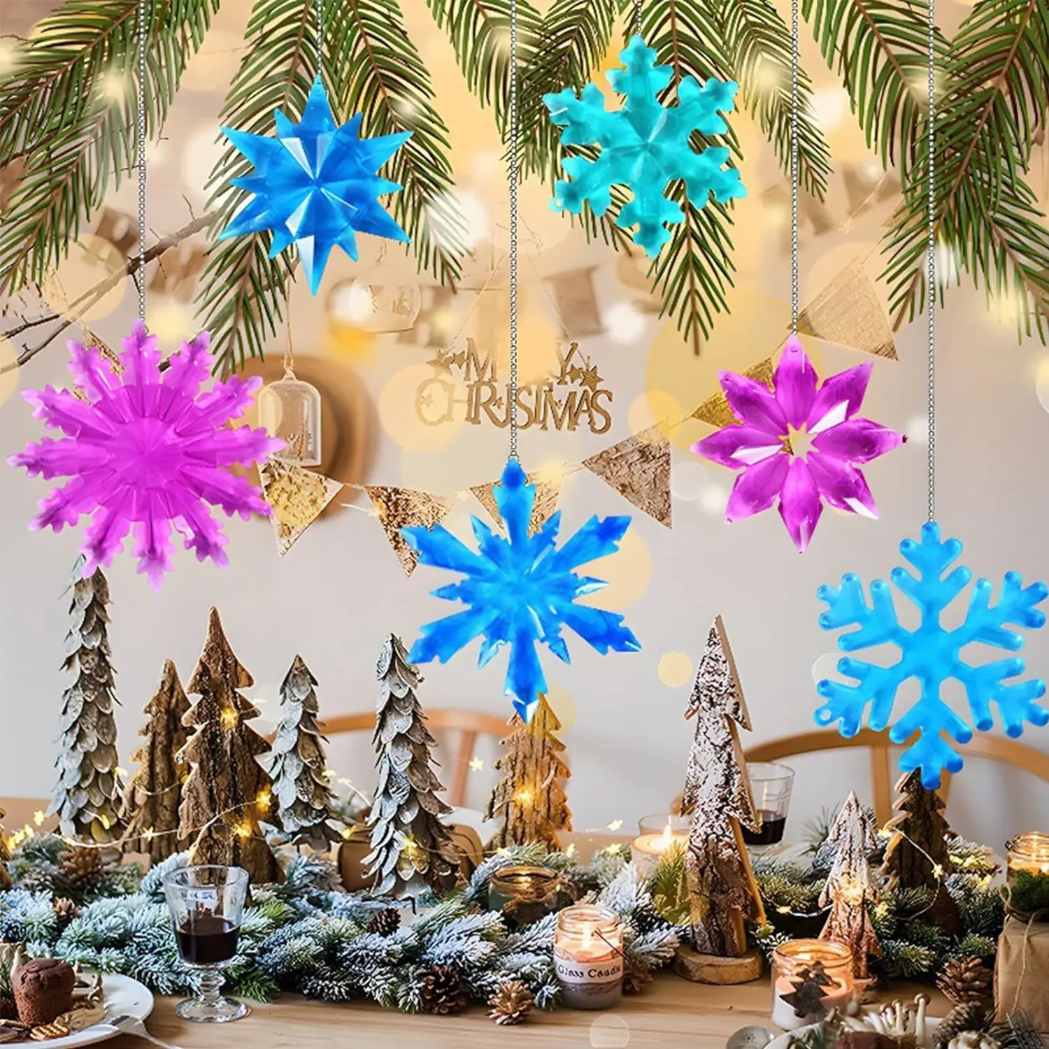 

3D зеркало снежинка гибкая силиконовая форма Рождественский кулон смоляная форма DIY рождественские украшения кристалл форма из эпоксидной смолы