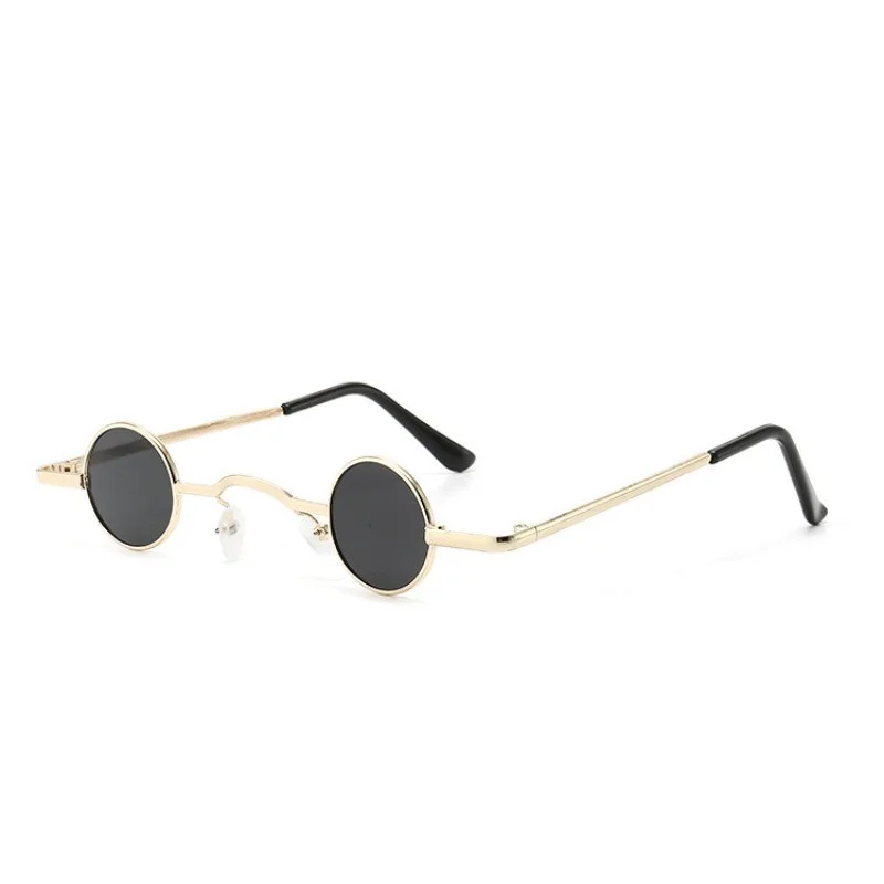 Vintage Sonnenbrille für Damen und Herren im Retro-Punk-Stil mit Kleinem Rundem Metallrahmen und Bunten Gläsern - Modische Eyewear – Detail 5