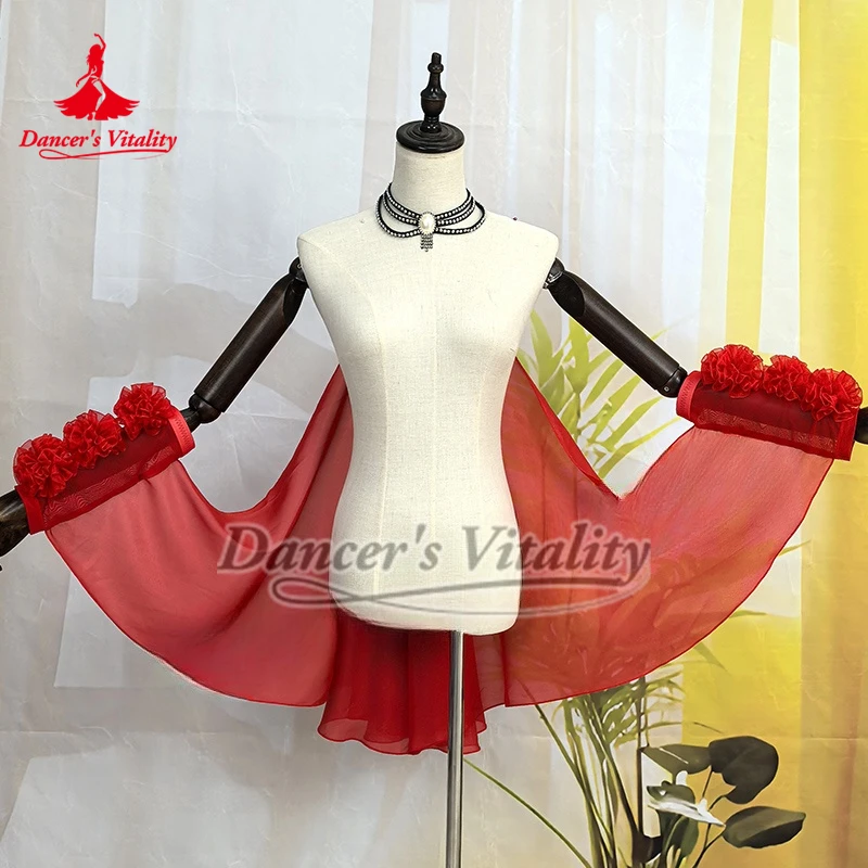 

Наряд для вальса, шифоновый стереоскопический цветок, развевающиеся рукава, цвет, размер может быть настроена по индивидуальному заказу, аксессуары для платья для бальных танцев для взрослых