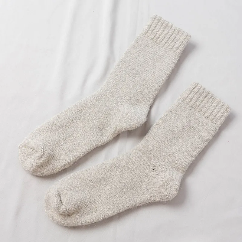 Chaussettes en laine épaissie pour hommes et femmes, col rond, doux, chaud, décontracté, automne, hiver