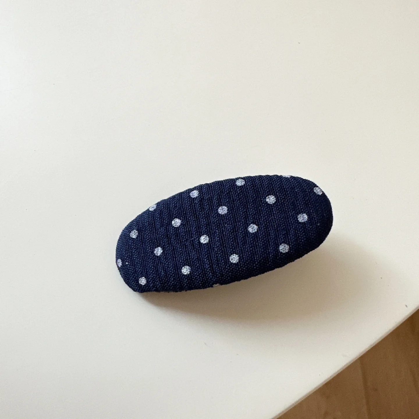 Vintage koreanische Haarspange, marineblau, gepunktet, Stoff-Haarnadel, handgefertigt, keine Schäden, Haar-Accessoires für Frauen, Haarspangen für Mädchen – Detail 7