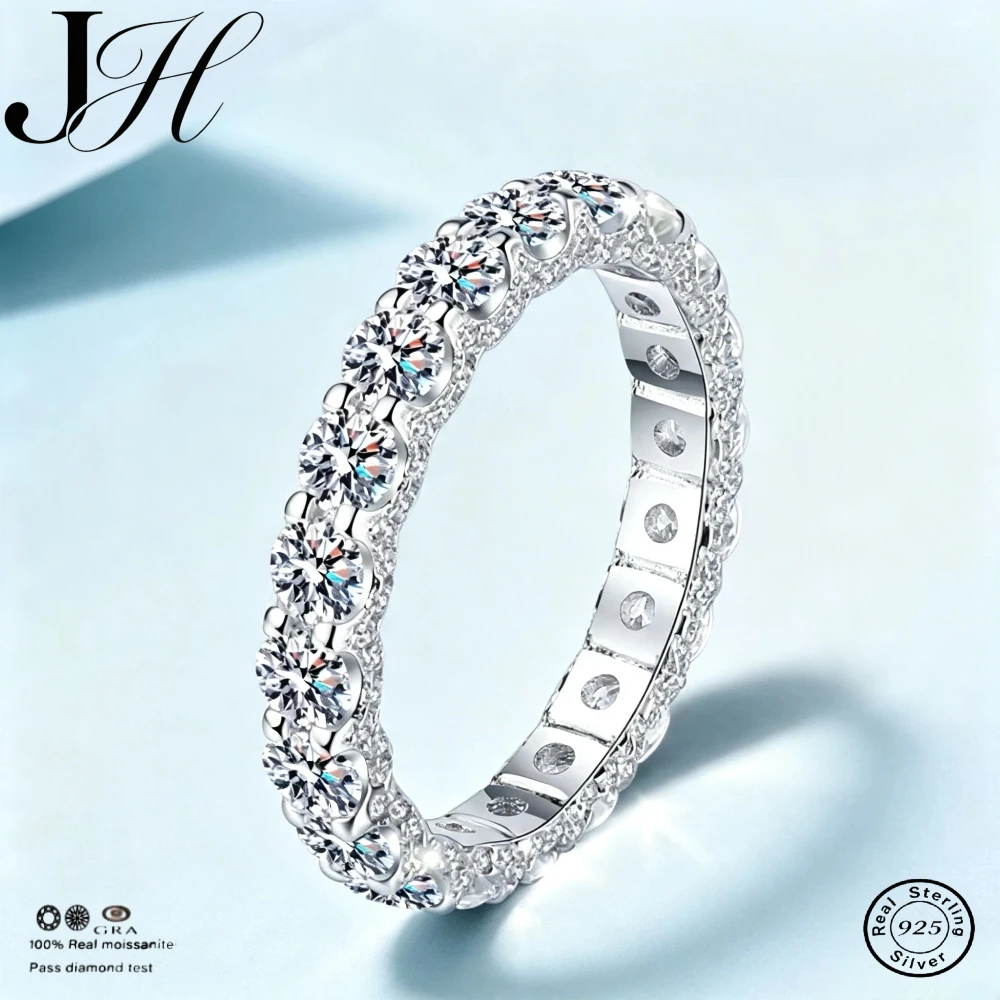 JH 925 Sterling Silver Women's Ring Cluster-Set Moissanite Ring Plated With Gold Wedding Cuba Ring Fine Jewelry Lab Gemstone