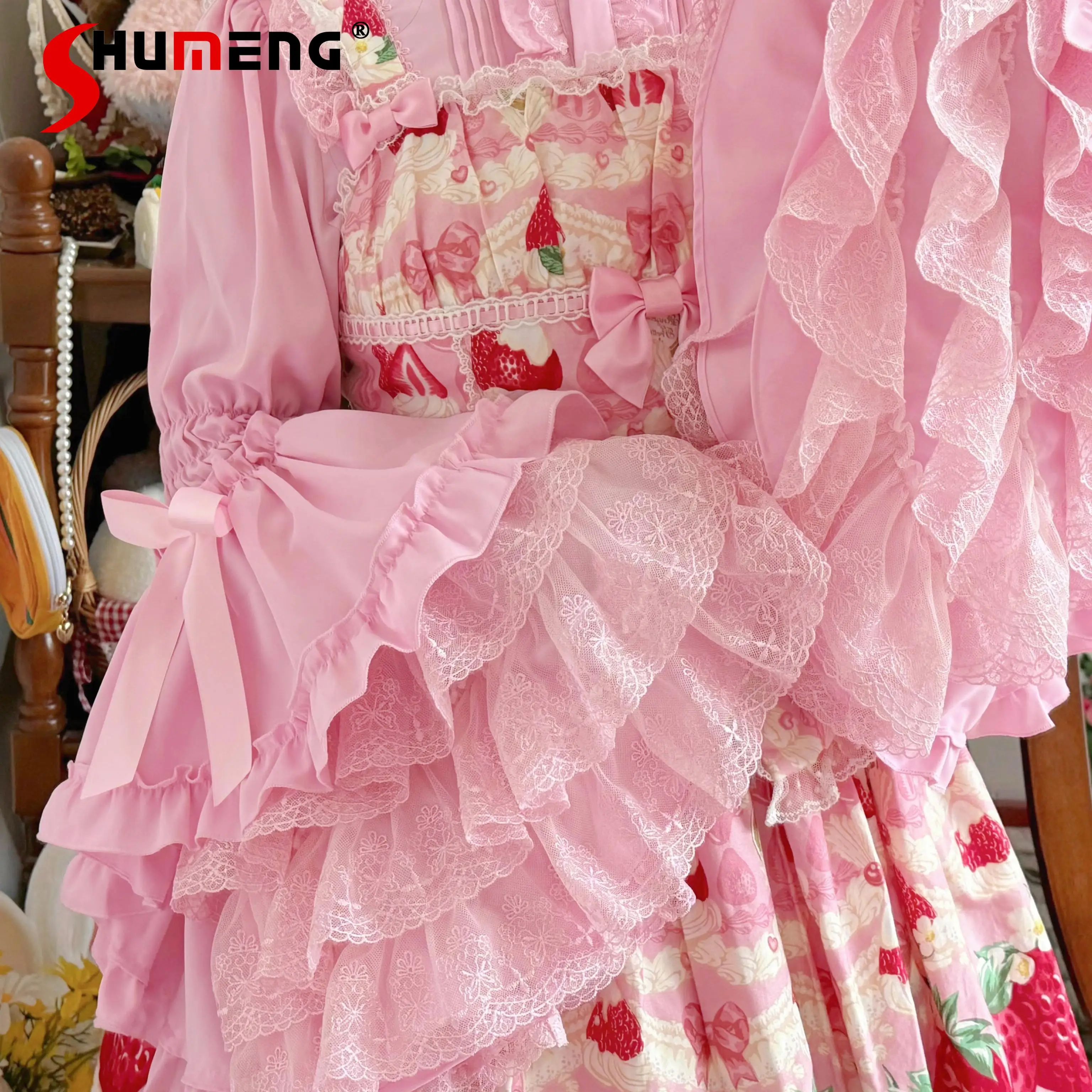 

Original Retro Elegant Ji Sleeve Inner Shirt Autumn Girls Sweet Cute Slim-Fit Lace Lolita Style Bottoming Top Blusas De Mujer