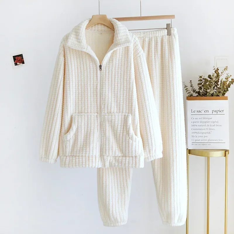 2023 neue Herbst/Winter Pyjama Set Paar Flanell Langarm Hosen Zwei Stück Korallen Fleece Hause Pelz für männer und Frauen