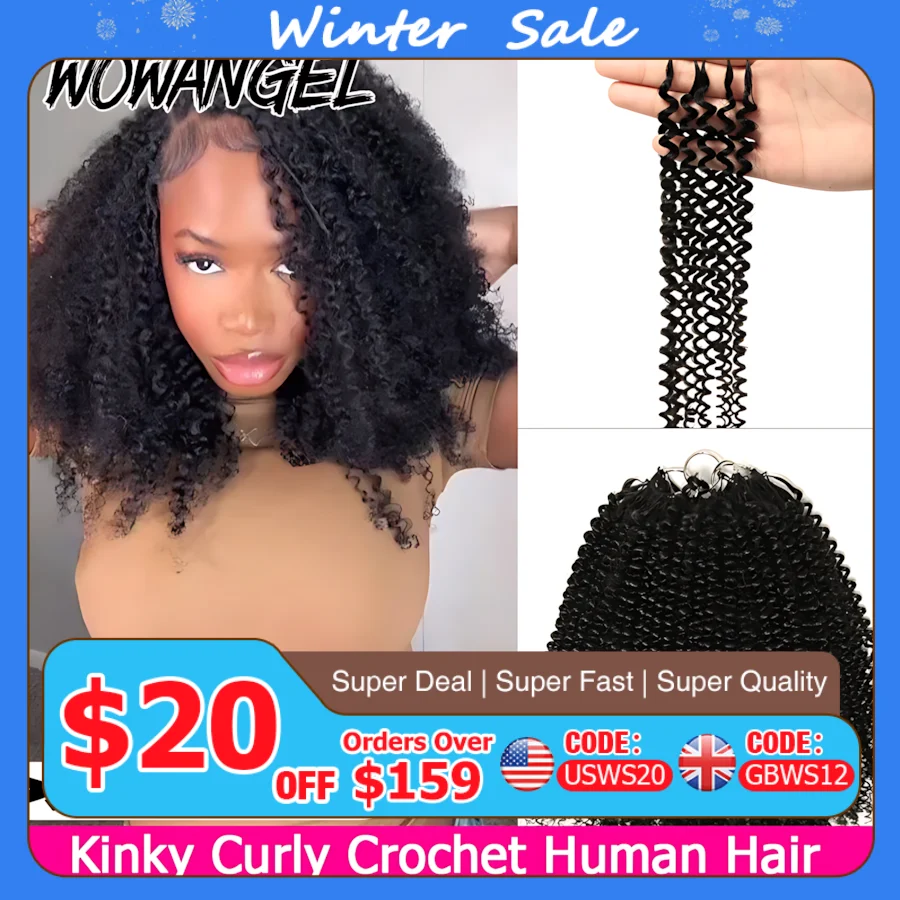 

Afro Kinky Curly Feather Crochet Human Hair Extensions Knotless Pre-Separated Crochet Boho Braids Invisible Knots For Women