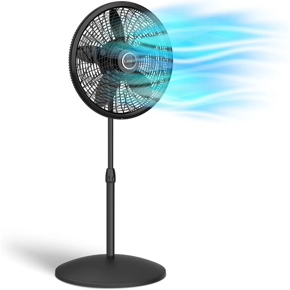 

Oscillating Pedestal Fan, Adjustable Height, 3 Speeds, for Bedroom, Living Room, Home Office and College Dorm Room, Black