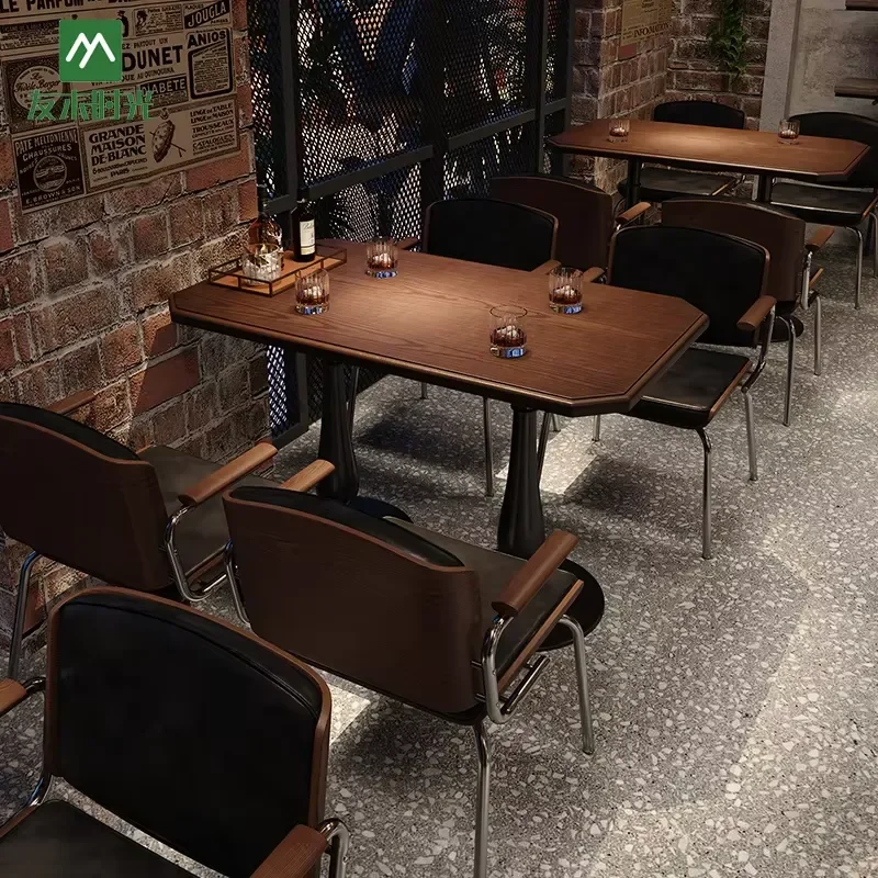 American Retro Bistro Table and Chair Set Coffee Shop Hotel Restaurant Wooden Tables and Chairs