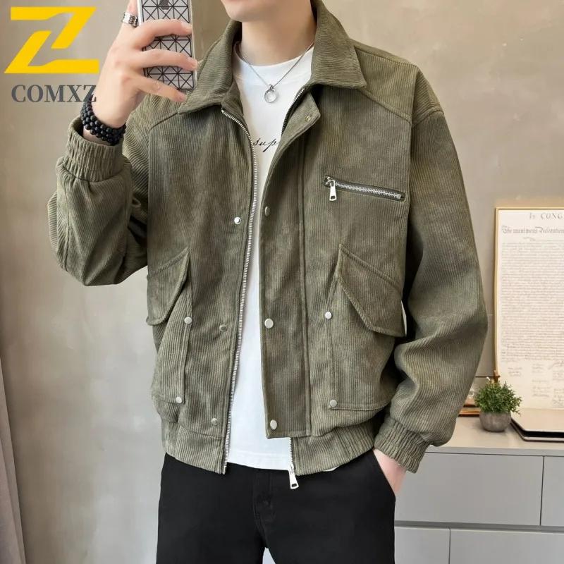 

COMXZ 2025 Мужская и женская повседневная куртка для пар, осенняя модная свободная посадка, универсальное легкое удобное водонепроницаемое пальто