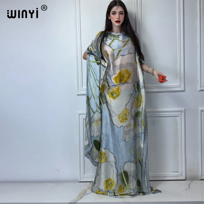 WINYI muslim african traditional dress for woman abaya dubai luxury Kaftan evening dress Elegant Maxi Length Dress beach covers