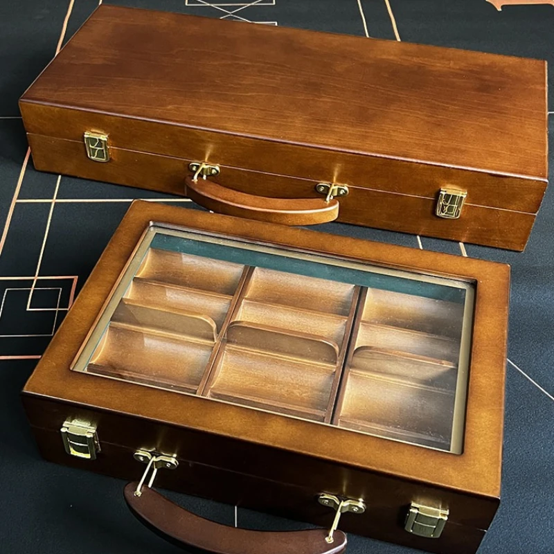 

Wooden double-layer chip box with independent removable chip box