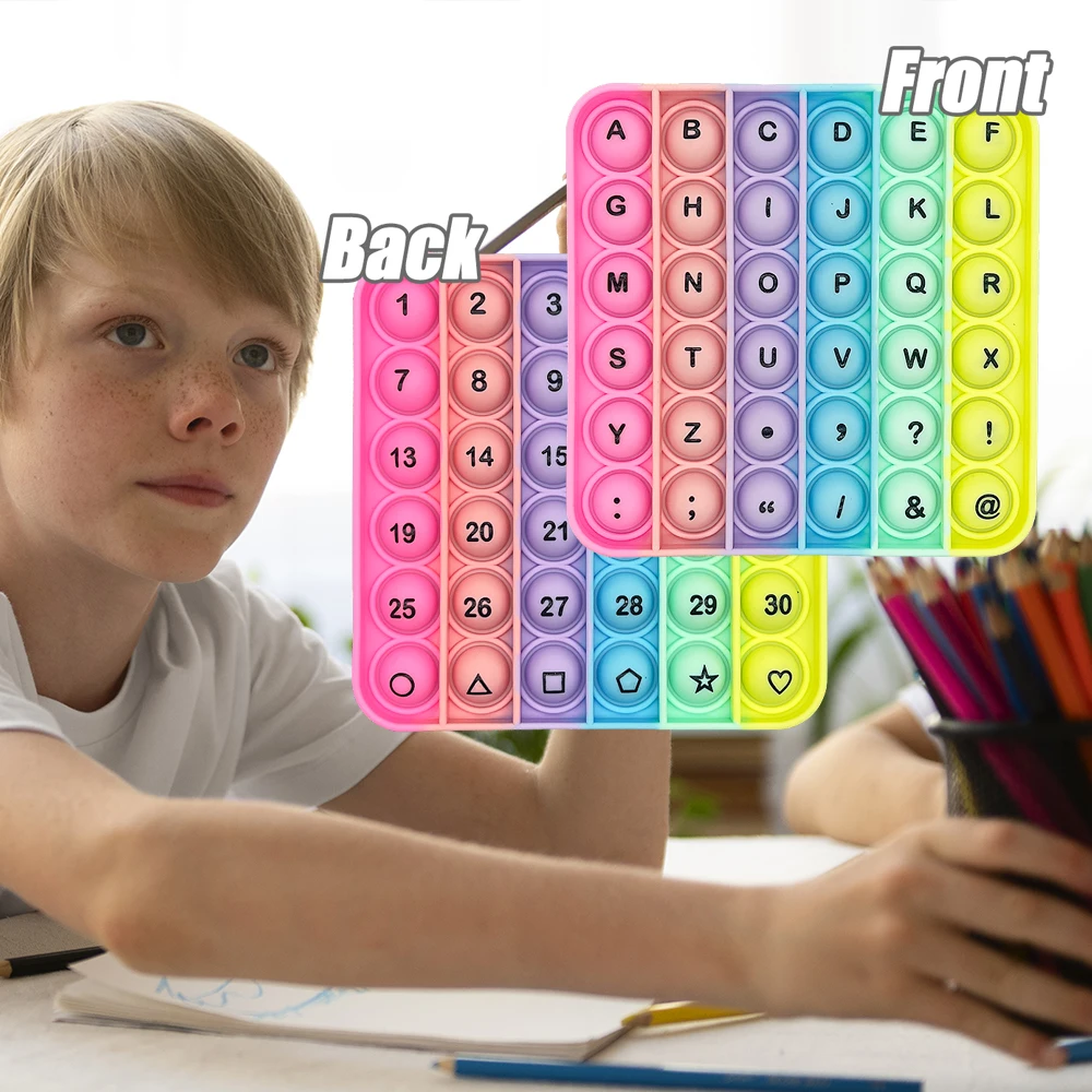 Juguete de aprendizaje de matemáticas con números y letras con burbujas de empuje rápido, tablero educativo para niños de 3 años, regalos para el aula
