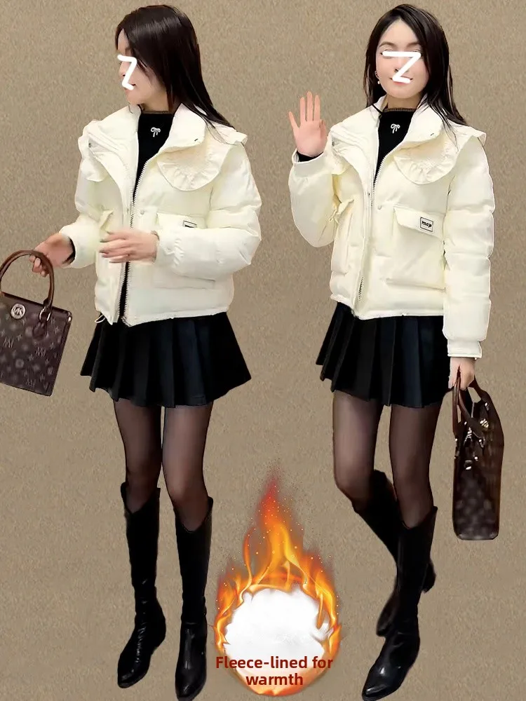 

Корейская утепленная хлопковая куртка-жакет для женщин: короткое стеганое пальто с эффектом похудения, прочная молния, модный дизайн
