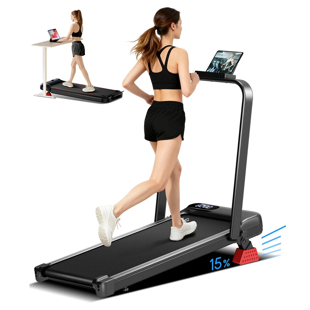 ROBORE U18F Opvouwbare Loopband met 15% Helling, 10 km/u Max. Snelheid, 2,5 PK Motor, 3 Hellingstanden, 136 kg Draagvermogen voor Thuis & Kantoor