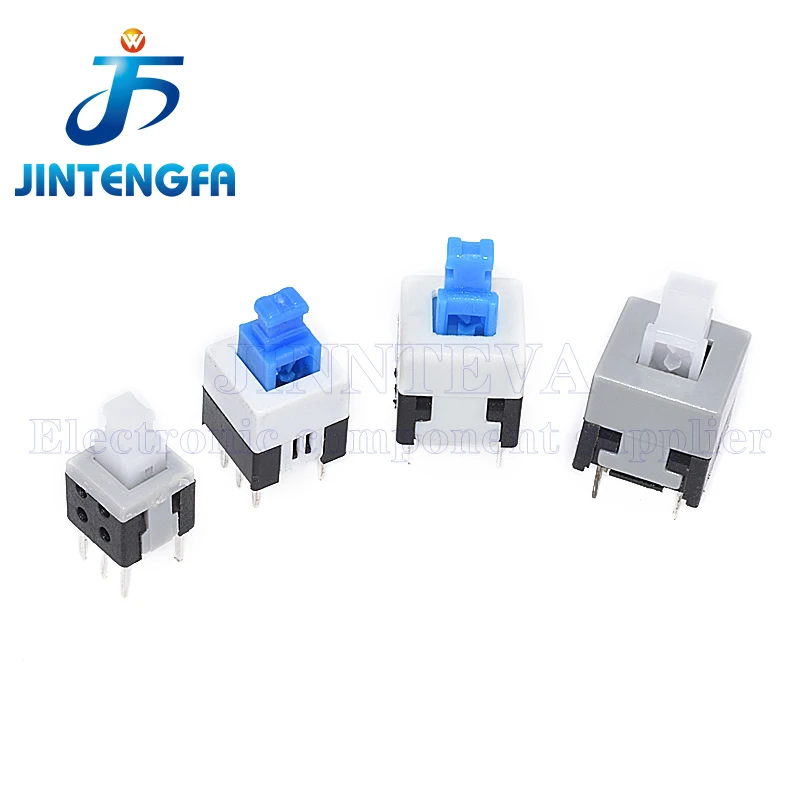 20PCS Self-locking / Unlocking Switch 5.8*5.8MM 7*7MM 8*8MM 8.5*8.5MM 6 Pin DPDT Mini Push Button Flat Power Micro Switch 7X7MM