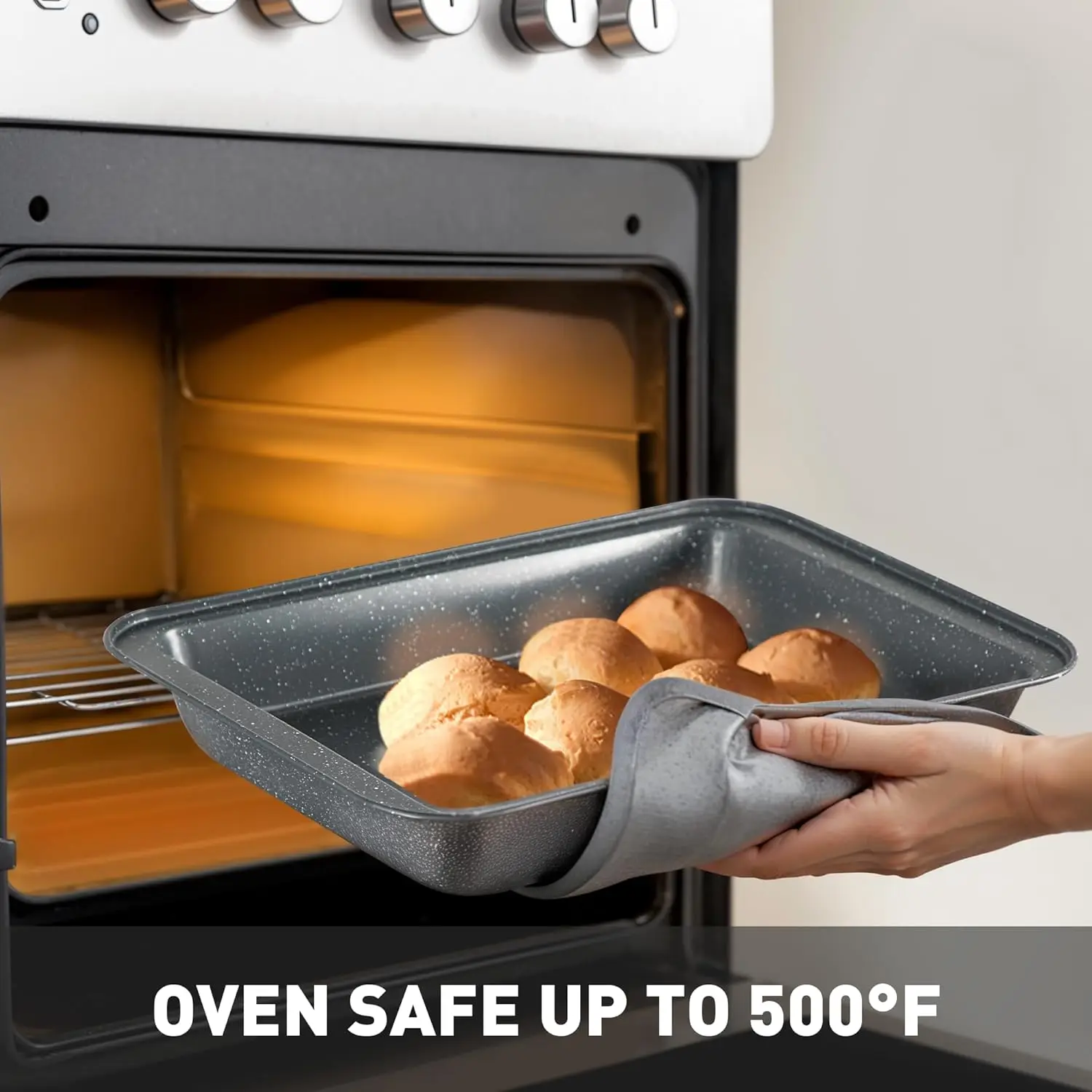 طقم أواني ومقالي مكون من 17 قطعة غير لاصقة، أطقم أواني طهي المطبخ مع طلاء حجر جرانيت غير لاصق، مناسبة لأسطح المطابخ التعريفي