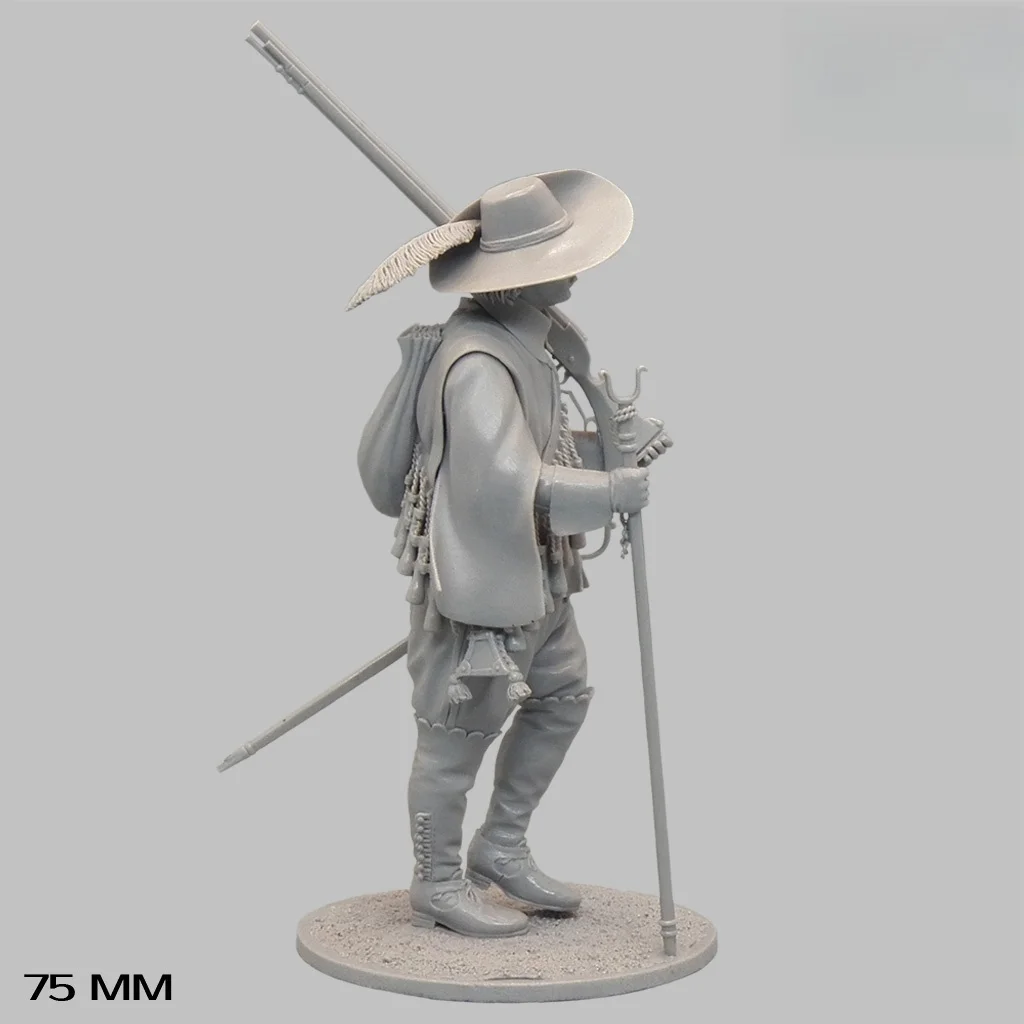 75MM Resin figure unpainted model kit, military theme, European Musketeers unassembled and unpainted GK, 1275R