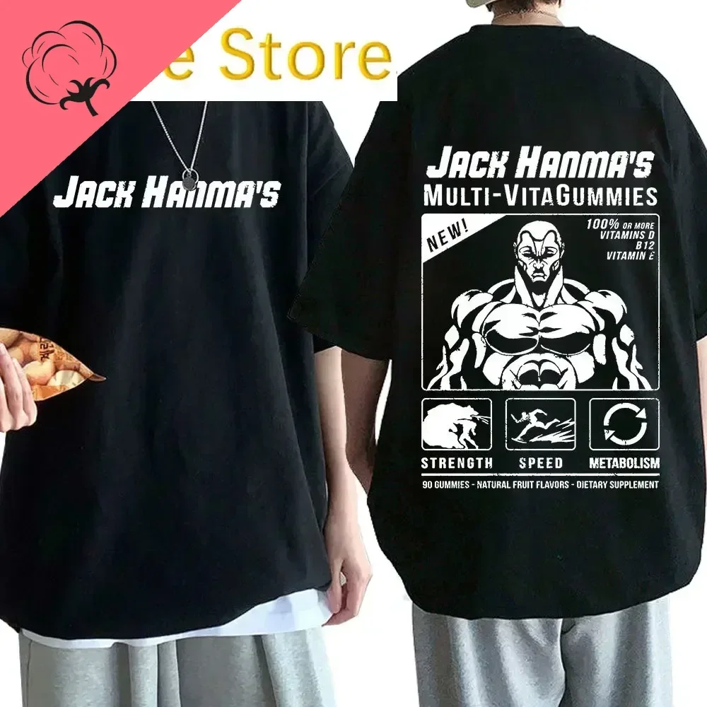 Anime Baki The Grappler T-shirts Yujiro Jack Hanma T-Shirt Men Women  Casual Short Sleeve Tee Shirt Gothic Streetwear Tops