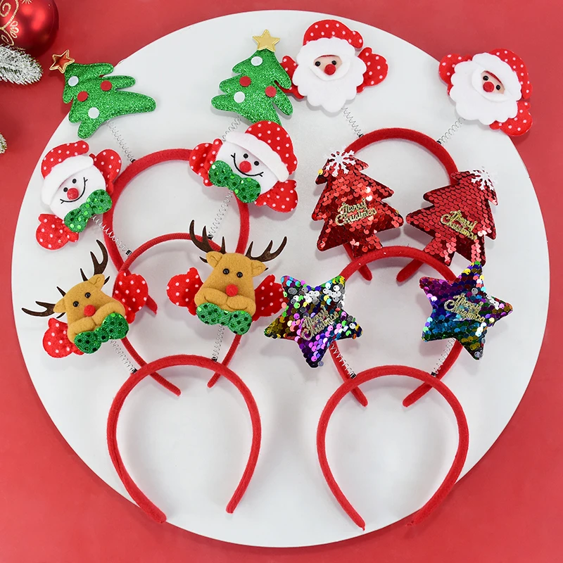 

Christmas Headwear Hair Band Cute Santa Claus Elk Snowman Deer Horn Hair Hoop for Merry Christmas Decorations New Year Xmas Gift