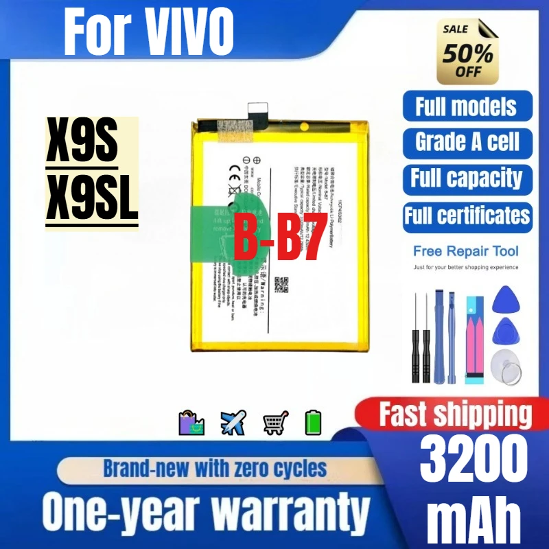 B-B7 for VIVO X9S/X9SL Phone Battery  High Quality High Capacity Battery Replacement Bateria Grade A Cell with Tools