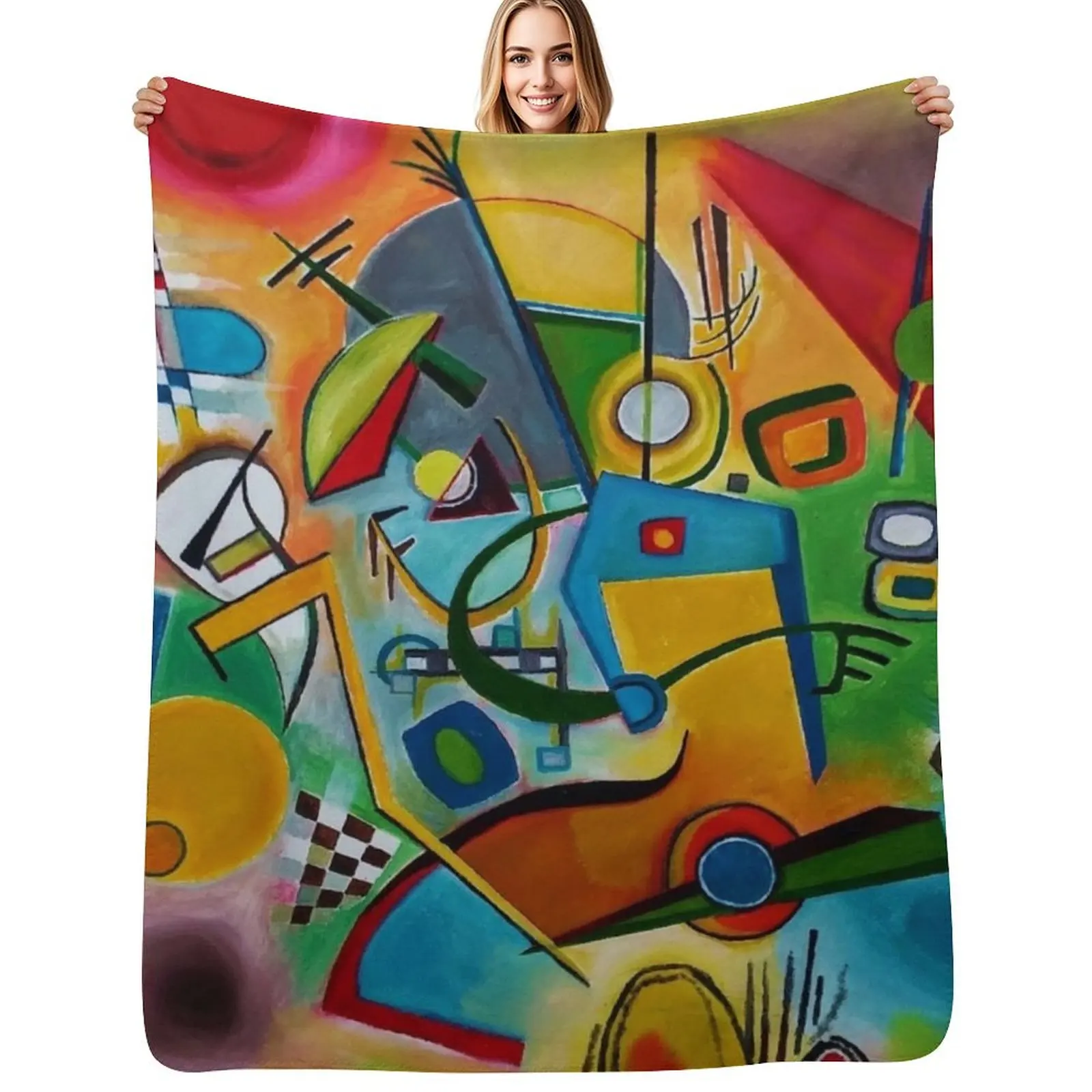 

Kandinsky abstract art Throw Blanket Machine Washable Soft Warm Blanket