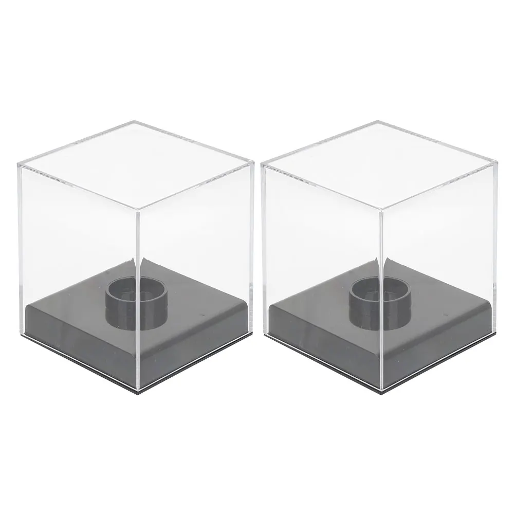 Clear Display Box for Baseball Softball Rugby Collectibles 2Pcs Acrylic Showcase Case Cap Bobble Head Figure Storage Model Car