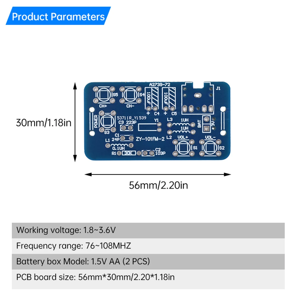 RDA5807 라디오 모듈 전자 제조 교육 DIY 키트, 76 ~ 108MHz FM 라디오 키트