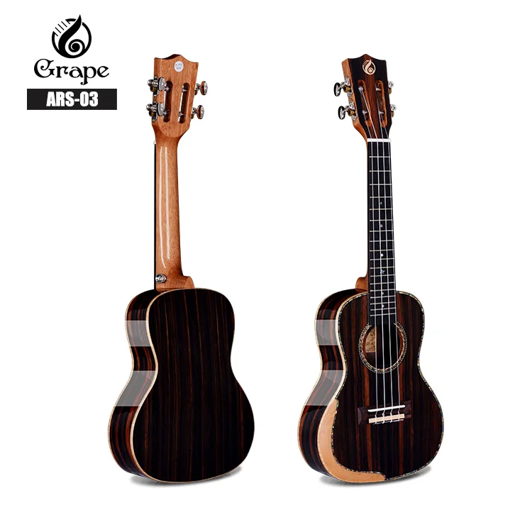 

2021 new Design wholesale price Ebony Handmade professional concert ukulele with Armrest