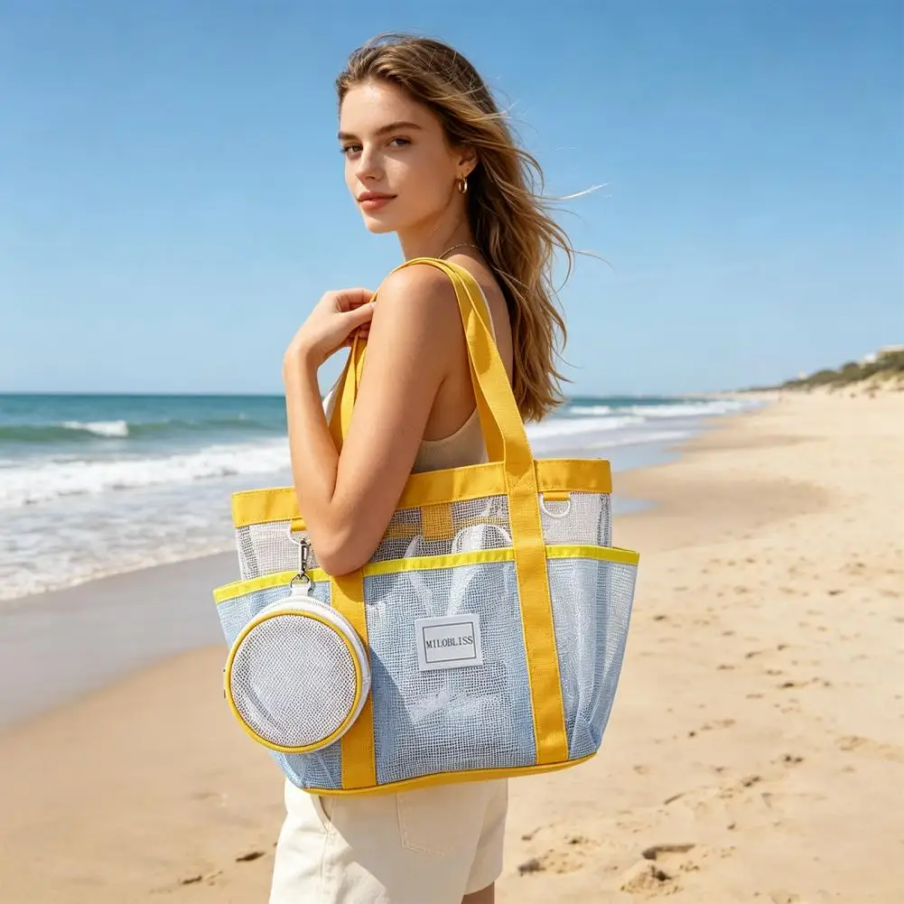 Beach Tote Bag, Family Beach Bag for Toys & Vacation Essentials, Quick Drying Sand-proof Waterproof Storage Pouch