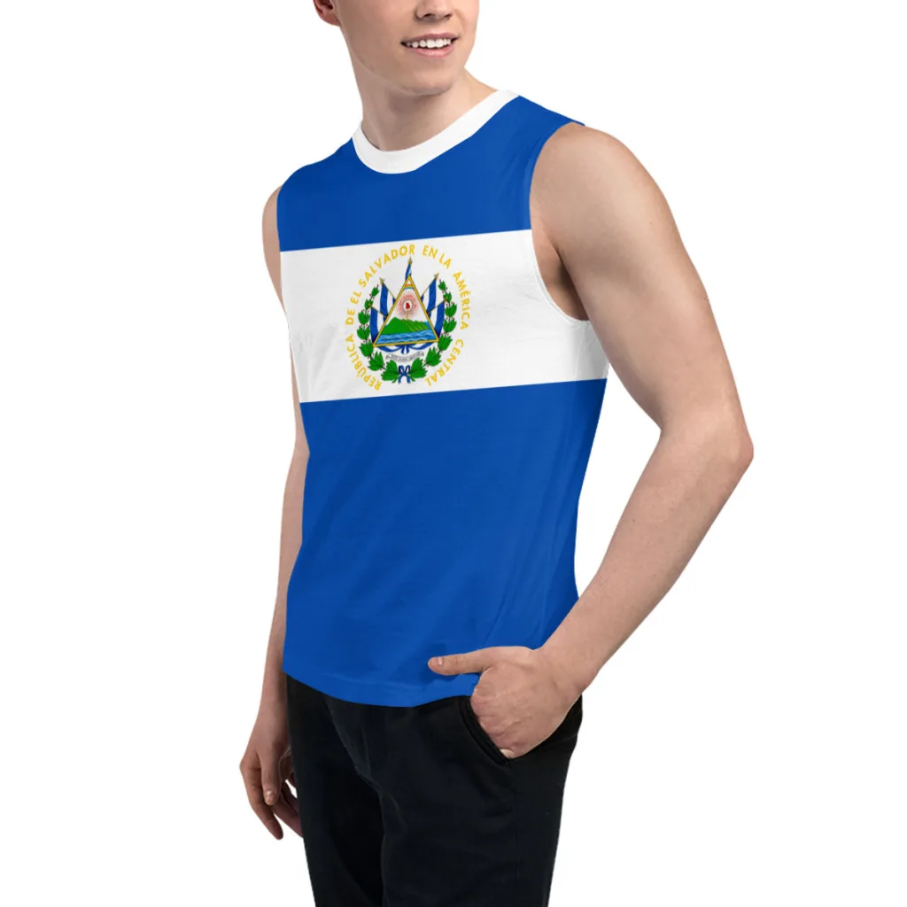 Sleeveless T-shirt El Salvador Flag 3D Men's Boys Tshirt Gyms Tank Tops Fitness Joggers Basketball Training Vest