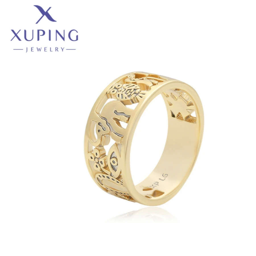 Xuping Jewelry New Arrival Fashion Light Gold Color Circle Shape Rings for Women Girls Wedding Commemoration Day Gift X000893105