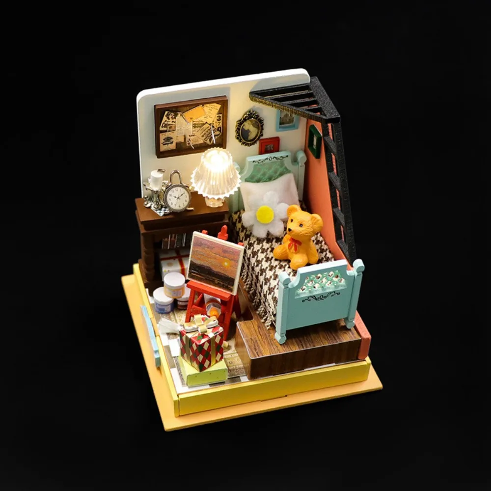 Handmade Coffee Shop Dollhouse Kit Wooden Material Mini Size DIY 3D Puzzle Assembly Required 3D Design Wooden Assembly