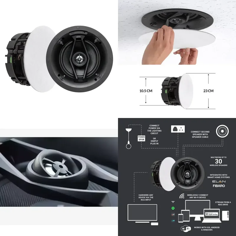 

【CHIMU HOME】 WBC65 50W WiFi BT Amplifier Built-in Ceiling Speaker for Official APP Wireless Multiroom Whole House Audio