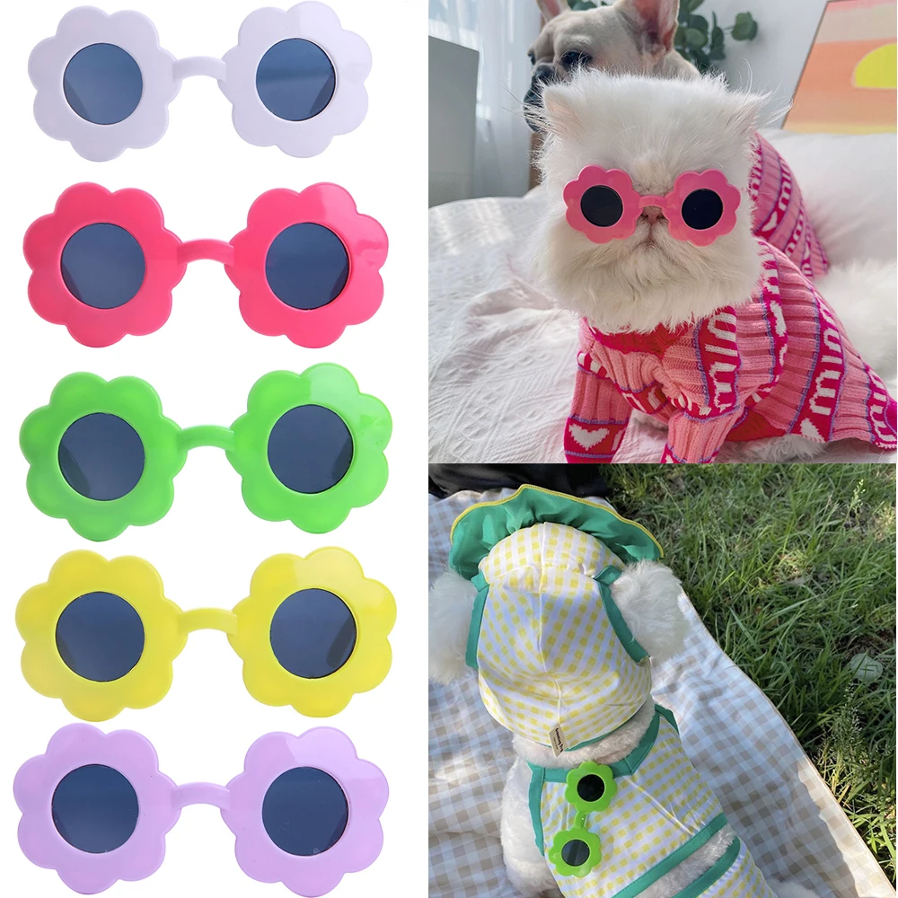 Cute Pet Sunglasses Sunflower Puppy Glasses Supplies Accessories Pose Small Dogs Cat UV Protection Creative Eyeglass