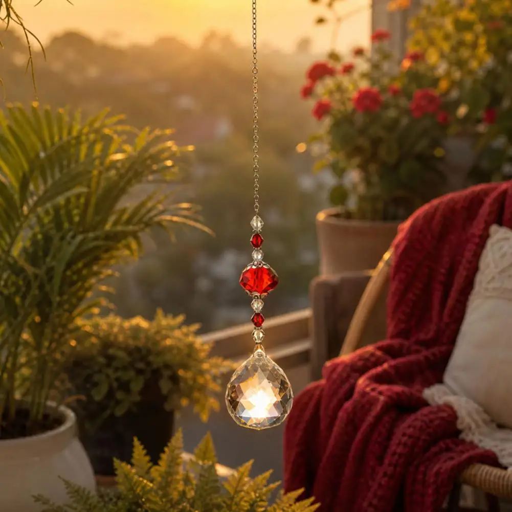 Ball Pendant Waterproof Garden Light Ball Suncatcher with Solar Led Light Colorful Rainbow Prism Pendant Waterproof for Garden