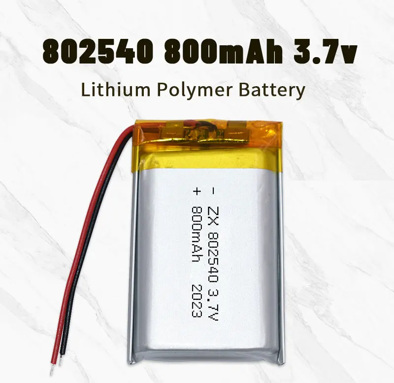 3,7 V 800 mAh 802540 Akku Li Po 802540 Polymer-Lithium-Batterien für Schönheitsgeräte, Vernebler, kleiner Ventilator, Li-Po