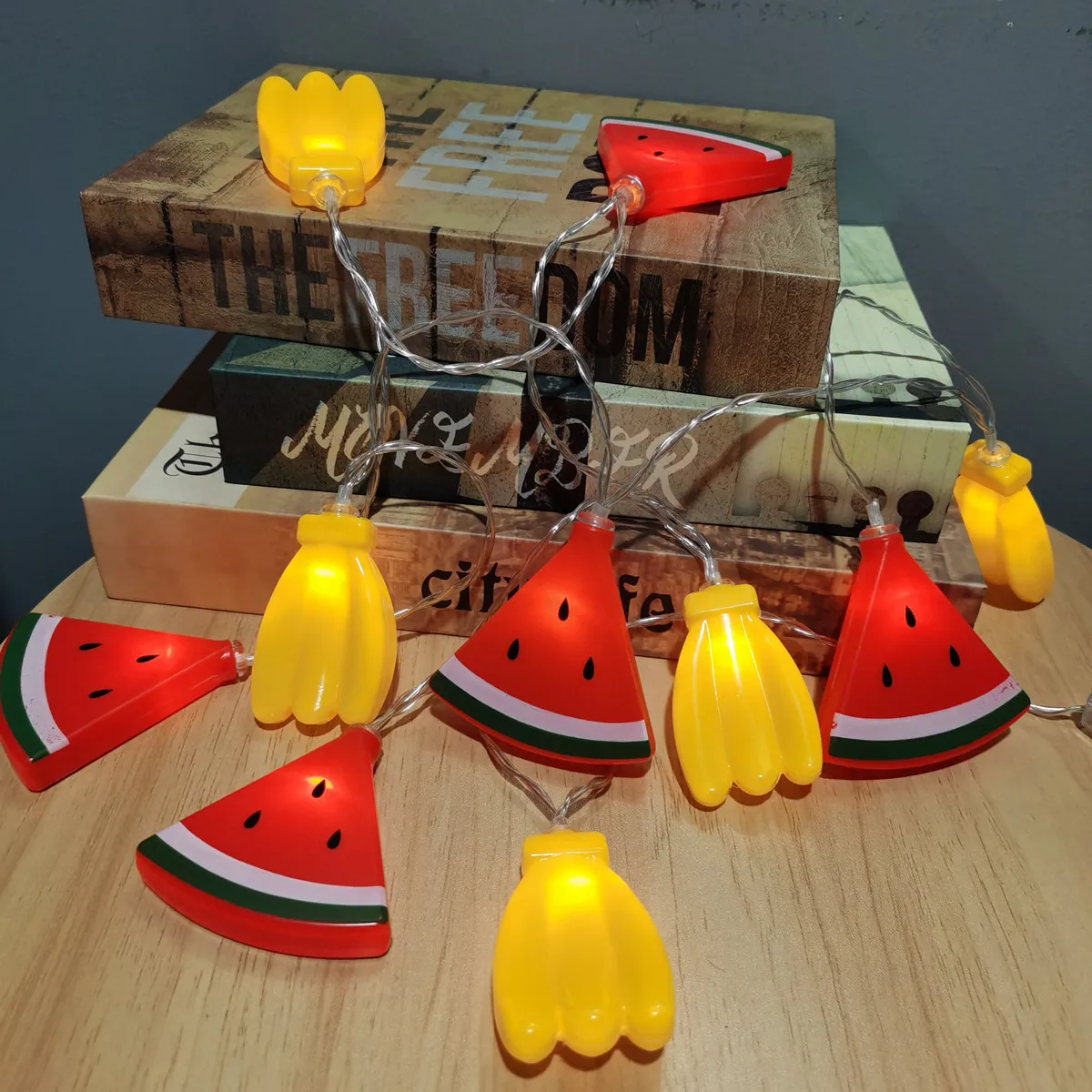 Banana LED String Lights, Battery Operated Fruit Shaped Fairy Lights, Watermelon Decorative Lights for Bedroom, Tropical Party