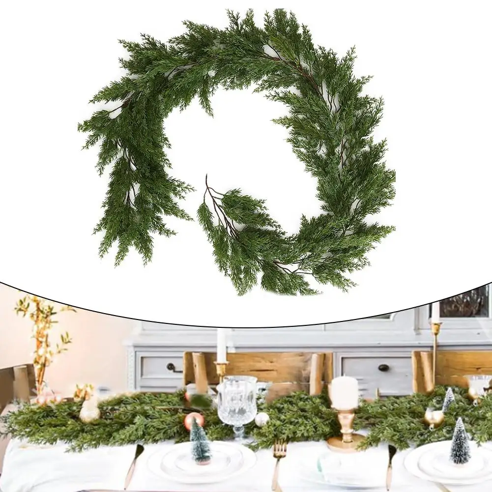 190cm Artificial Pine Greenery Garlands For Christmas Mantle Fireplace Table Christmas Supplies Decor Wedding Home Decor