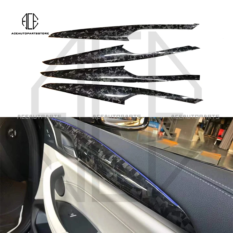 For BMW X3 X4 G01 G02 G08 2019-2021 Dry Forged Carbon Fiber Car Interior Door Panel Trim 4pcs LHD RHD