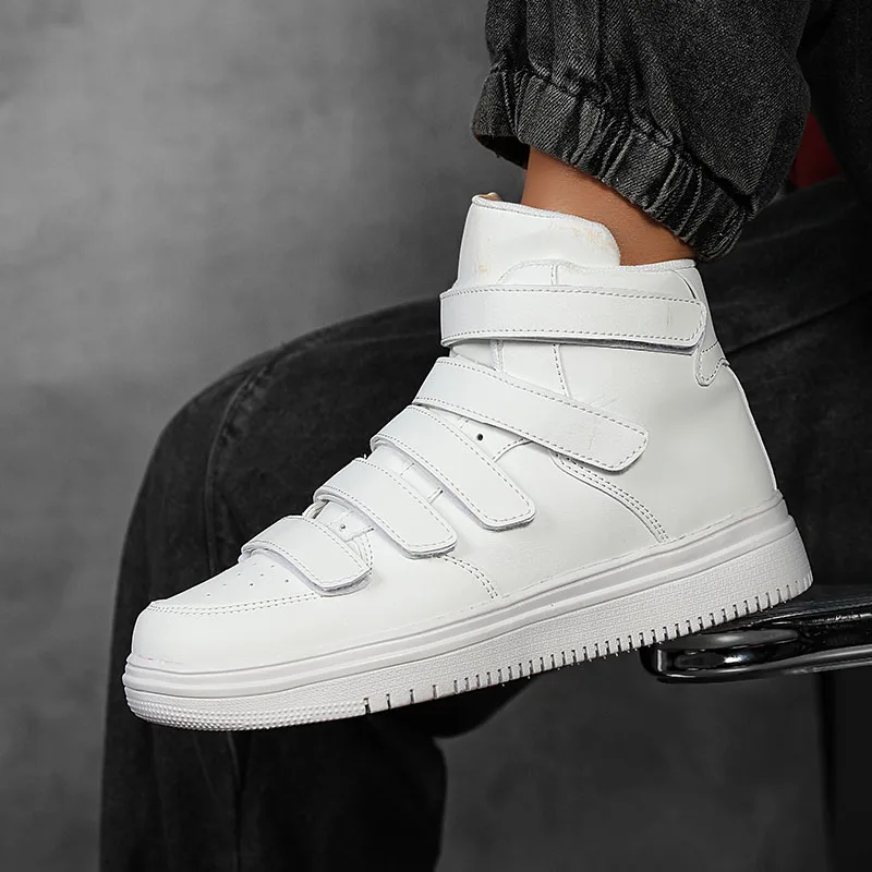 HKDQ Leather High Top Sneakers Men Original Red Men's Casual Sneakers Fashion Design Platform Sneakers Man zapatillas de hombre