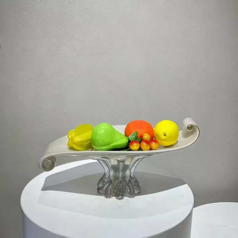 Modern Glazed Ceramic Fruit Plate Luxury Style Creative Home Decor Snack Dish for Living Room Tea Table Personalized Food