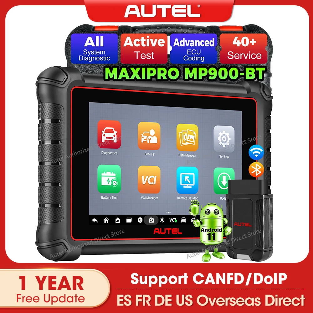 Autel MaxiPRO MP900-BT Autodiagnosescanner ECU Codering Scan Tool Bidirectionele scanner, 40+ diensten, CAN FD/DoIP, Wi-Fi Print