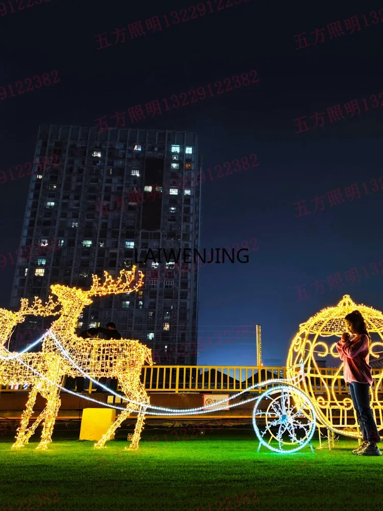 MJY LED Christmas Deer Pull Car Modeling Light Outdoor Light Show Beauty Chen Holiday Decoration