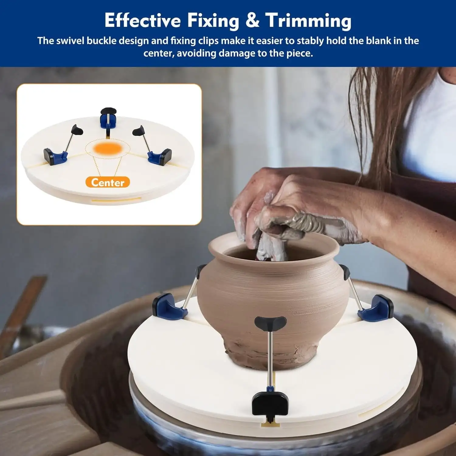 Portable Pottery Turntable Clamp Trimming Turntable Wheel Ceramic Pottery Tools Giffin Grip Centering Clamp Repair Tools