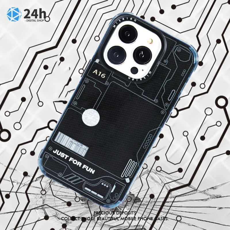 

For IPHONE 15 14 13 Circuit Board Carbon Fiber Phone Case for IPhone 14 15 Pro Max Fall Prevention Lens Protection Phone Covers