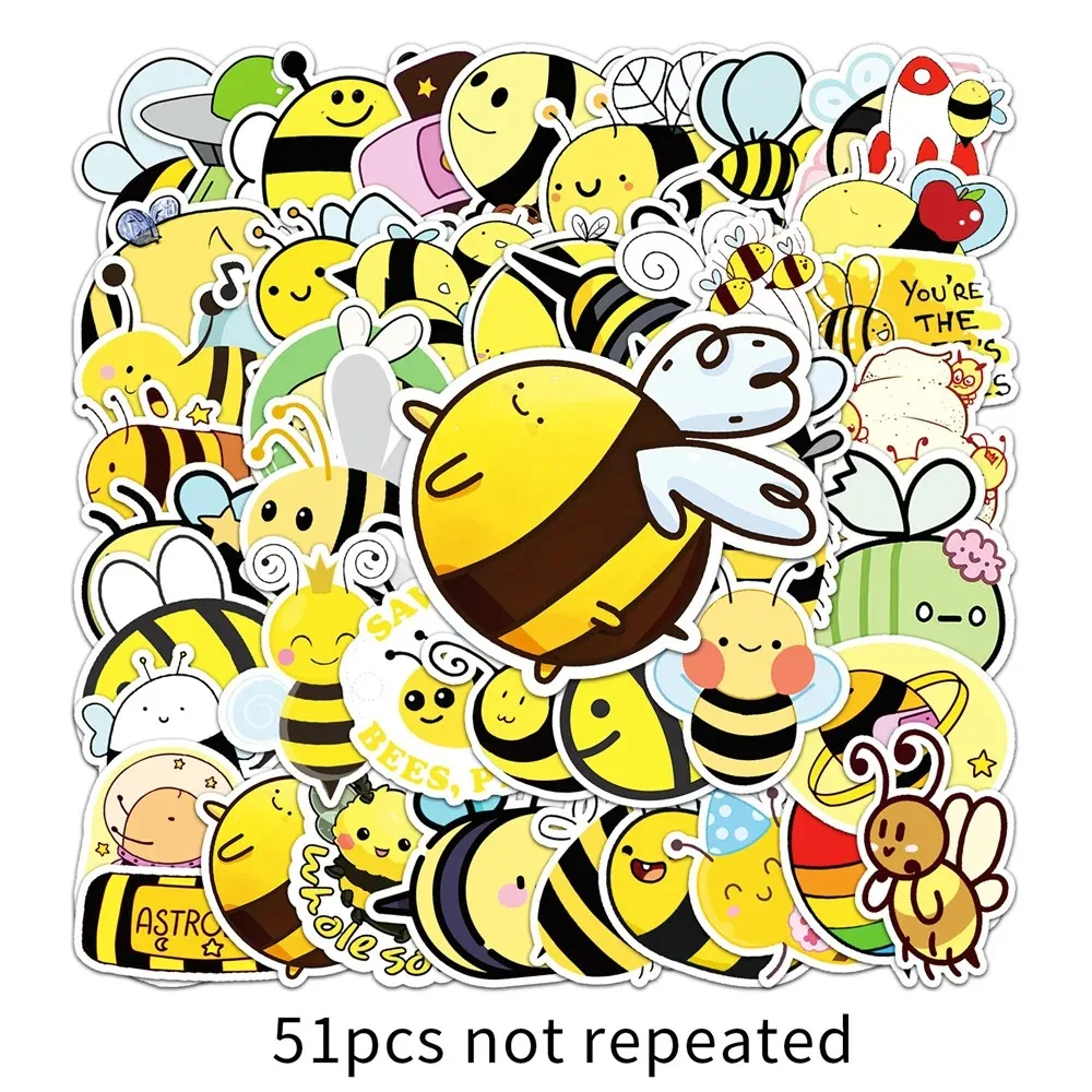 50PCS Cartoon Animated Animal Bee Graffiti Cartoon Sticker Skateboard Luggage Mobile Phone DIY Cute Sticker