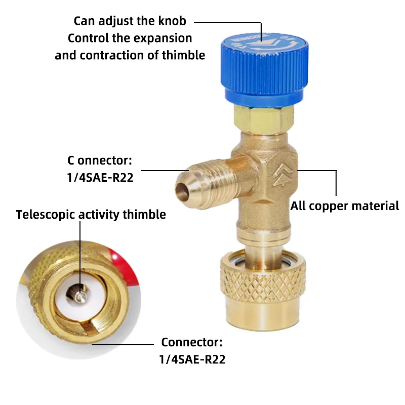 PolarLander Handkupplung Blau 1-teiliges Auto-Klimaanlage-Zubehör für Fahrzeuge für R22-Kältemittel
