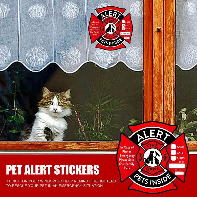 1pcs Pet Alert Safety Fire Rescue Sticker Save Pets Emergency Pet Inside Decal In Case Of Danger Pet In House Window Door Sign