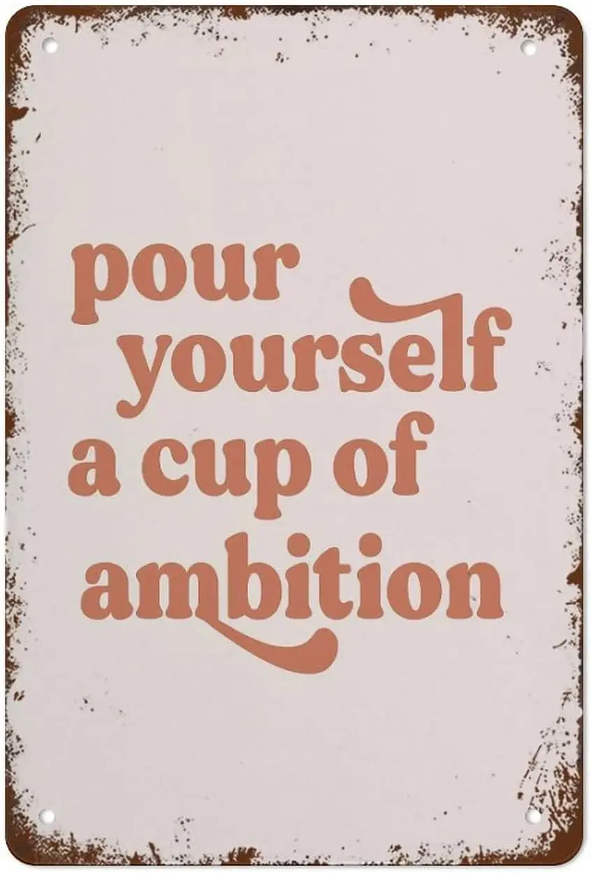 Panneau métallique Vintage drôle Pour vous-même, une tasse d'ambre, décor de cuisine, signe de café, Blush rose, Art mural, décor des années 70, 12x8 I