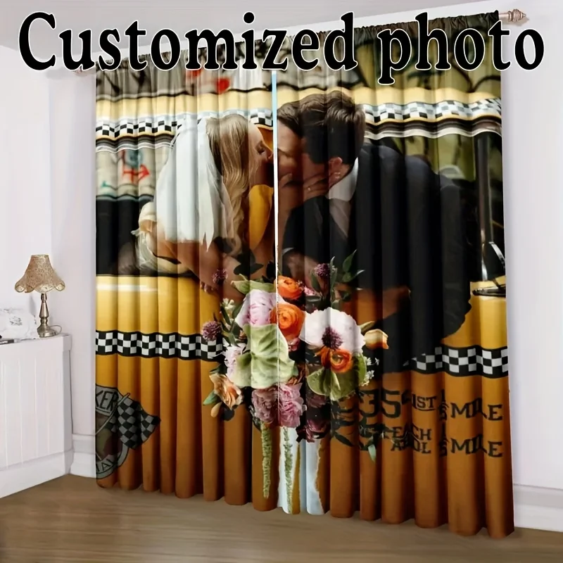 Custom Photo Print Curtains, Personalized Picture Blackout Drapes for Living Room Bedroom, DIY Image Home Decor Window Treatment
